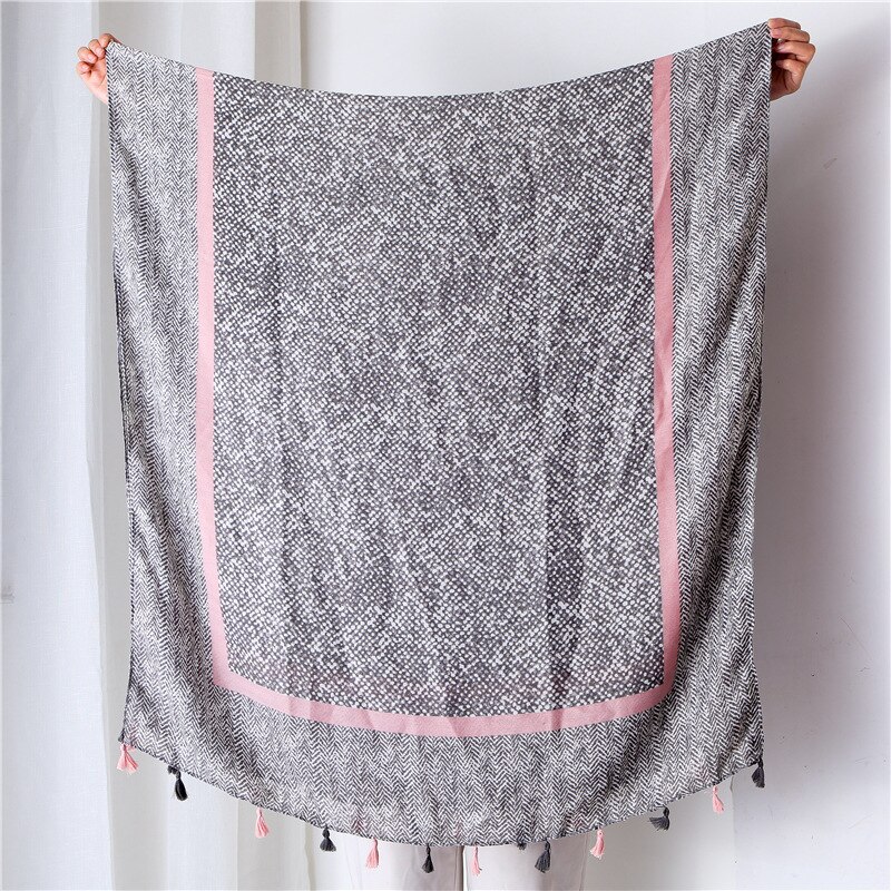 Bufanda estampada de piel de serpiente para mujer, chal largo de lino y algodón suave con borlas, pañuelos de playa,: 1