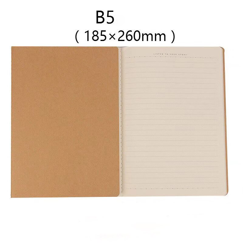 EZONE B5 Kraft Notebook Black Kraft Cover Notebook Blank Pages Line Paper Sketchbook Planner Notebook School Supply Stationery: T2