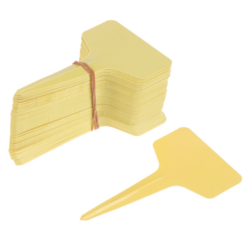 Etiquetas de plantas tipo T para guardería, de plástico, marcadores, herramienta, 100 Uds.: yellow