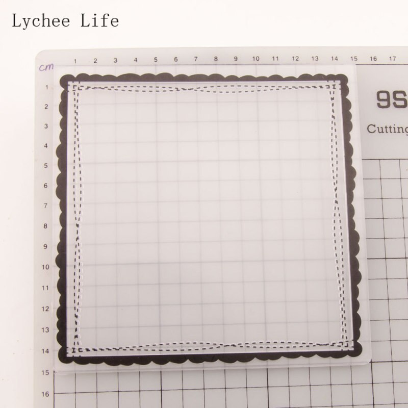 Lychee Life Blank Square Plastic Embossing Folders 15x15cm For Scrapbooking Template DIY Album Card Making Accessories
