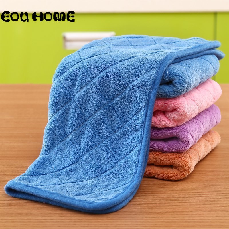 2/4/8 Pcs Double Thick Cleaning Cloth Super Absorbent Microfiber DishCloth Wipe Floor Household Large Size Rags Kitchen Gadgets