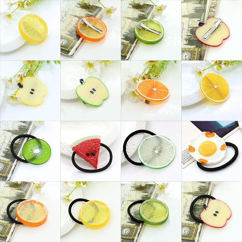 Pinces à cheveux mignonnes en tranches de citron pour filles, pinces à cheveux en résine, bandes de cheveux de fruits artificiels, ornements de cheveux à la pour enfants, accessoires