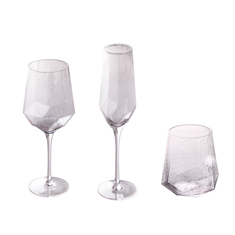 Verre à vin moderne verre à diamant martelé | Flacons de coupe créative, liqueur tasse de Champagne, verre à bord en or, vaisselle pour décoration de la maison du Bar