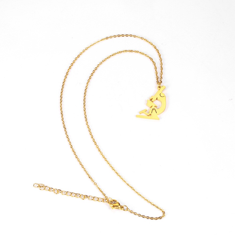 Rvs Delicate Minimalisme Wetenschappelijke Chemie Microscoop Gouden Ketting Voor Vrouwen Dames