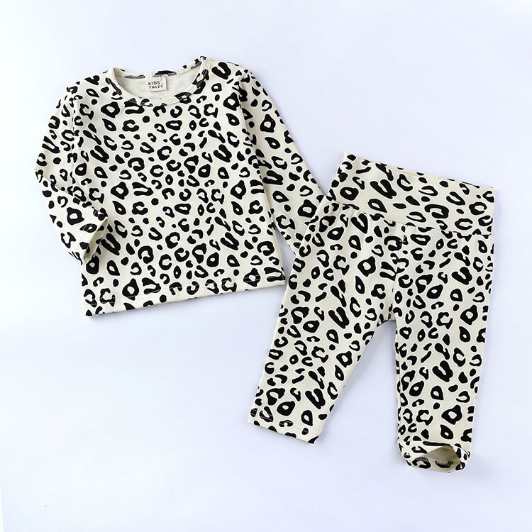 2-6 ans pyjamas léopard pour enfants printemps automne vêtements pour enfants pyjamas ensembles coton à manches longues vêtements de nuit + pantalon: Yellow / 4T