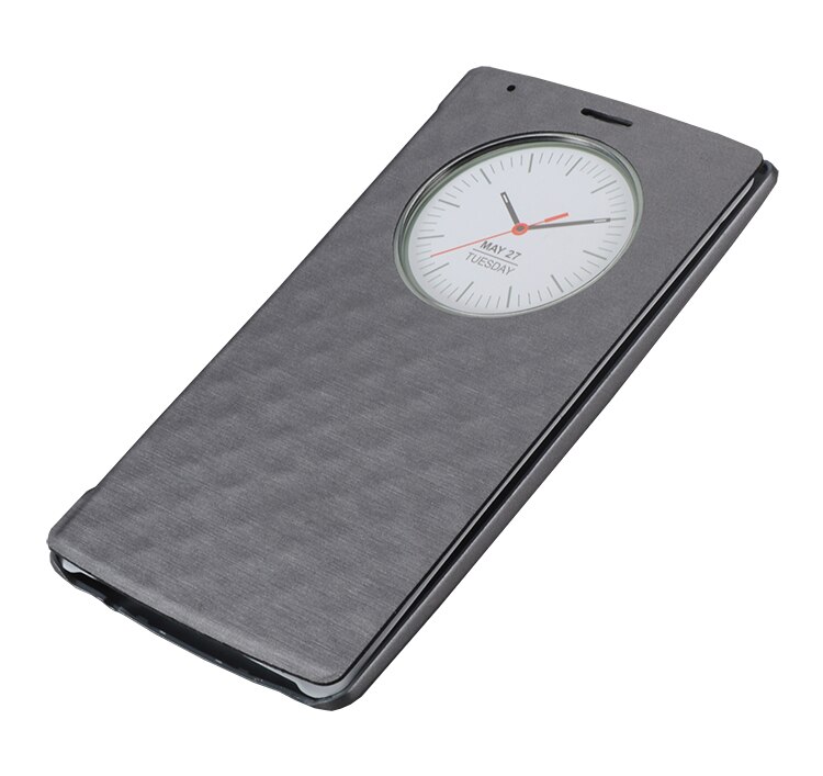 Para LG G4 Quick Smart Circle Case Luxury oficial Flip cubierta trasera de cuero con carga inalámbrica NFC & Qi: Gris