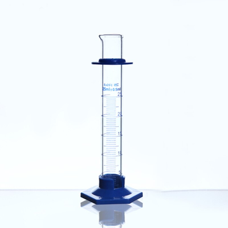 10 Stuks/pak 25Ml Zeshoekige Glas Mmeasuring Cilinder Borosilicate Chemie Glas Afgestudeerd Cilinder