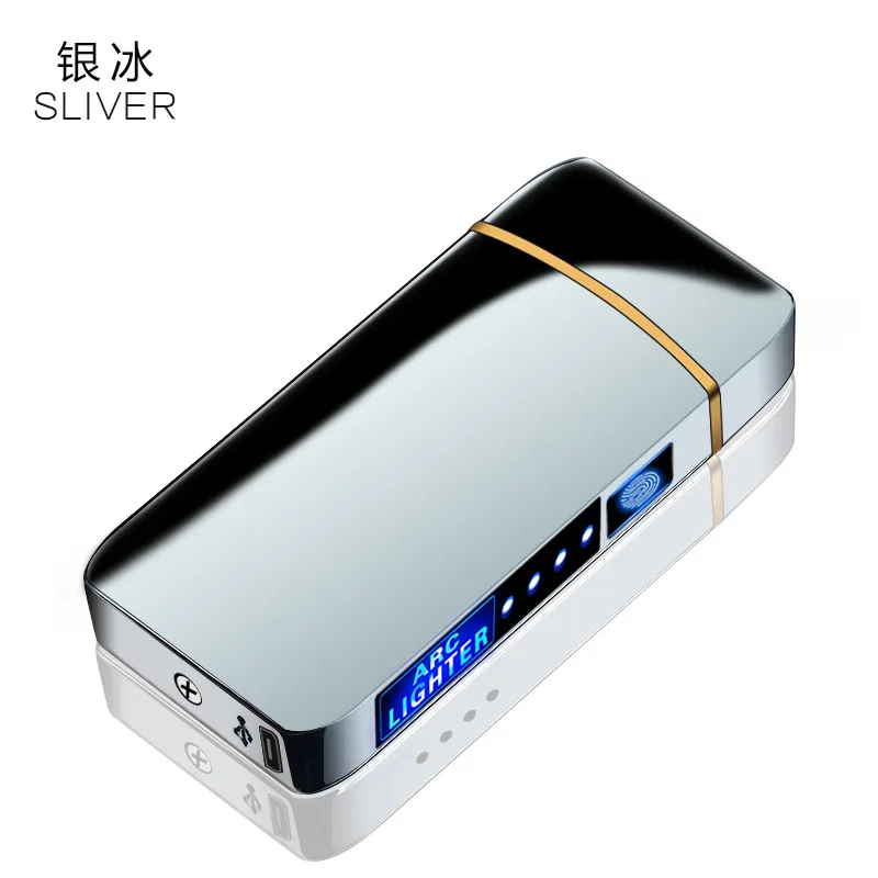 Winddicht USB Typ-C Lade Doppel Arc Feuerzeug Plasma Outdoor Puls LED Display Bildschirm Männer Wiederaufladbare: Armee Grün