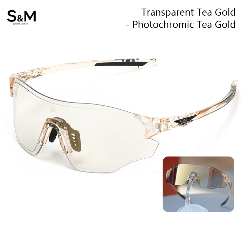 S&M Photochromic Glasses Marathon Sports Change Windproof Glasses Cycling Sunglasses Women's Bicycle Glasses UV400 Goggles: Red