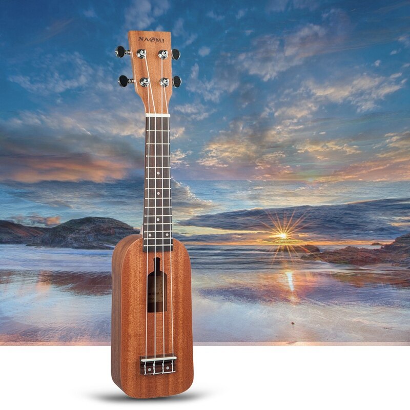 Naomi Sopraan Ukulele Ukelele Hawaii Gitaar Mahonie 12 Frets 21 Inch Ukulele Fles Soort Ukulele 4 Snarige Gitaar