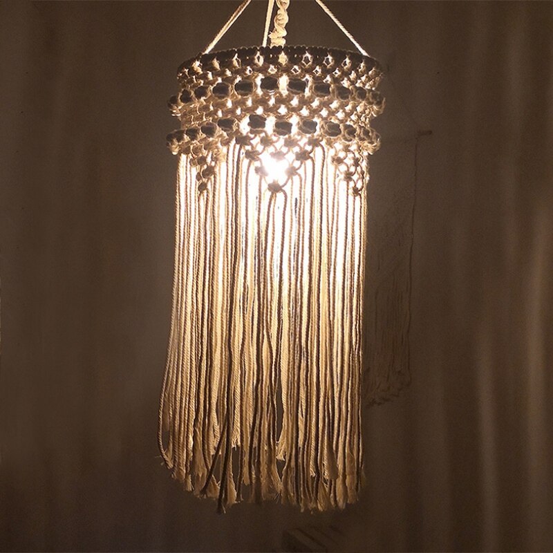 Nordic Stijl Katoenen Touw Hand-Gebreide Kwastje Lampenkap Tapestry Macrame Opknoping Lamp Decoratie Voor Woonkamer