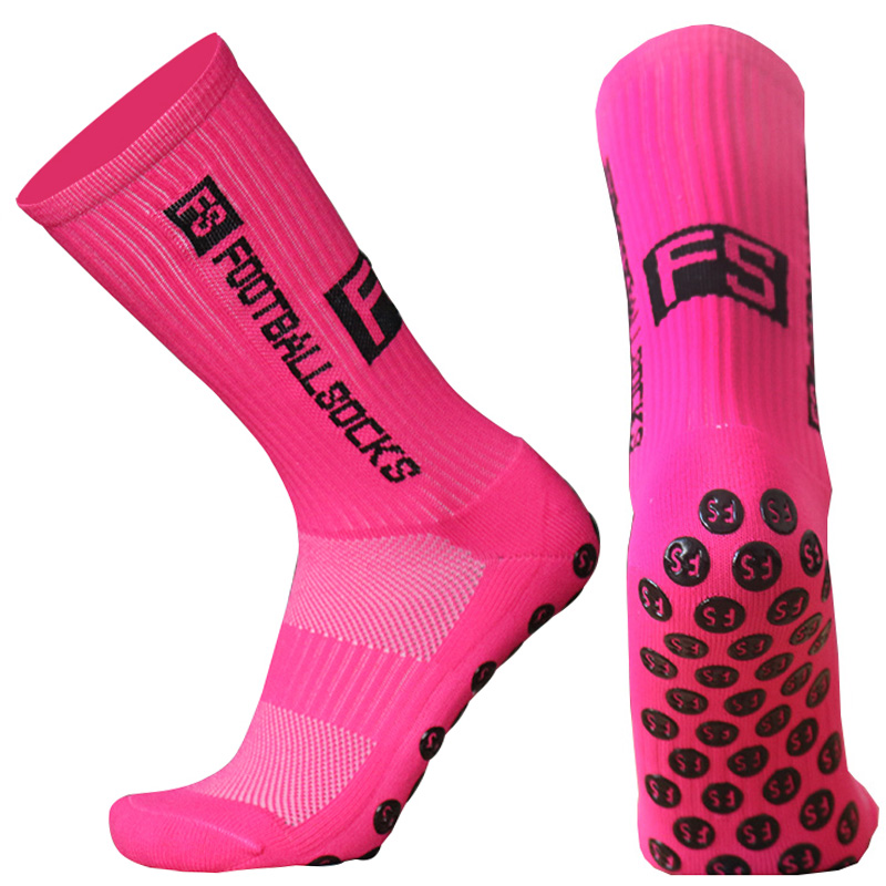 Sports Men Women Anti Slip FS Football Socks Baseball Rugby Grip Soccer Socks: FS pink