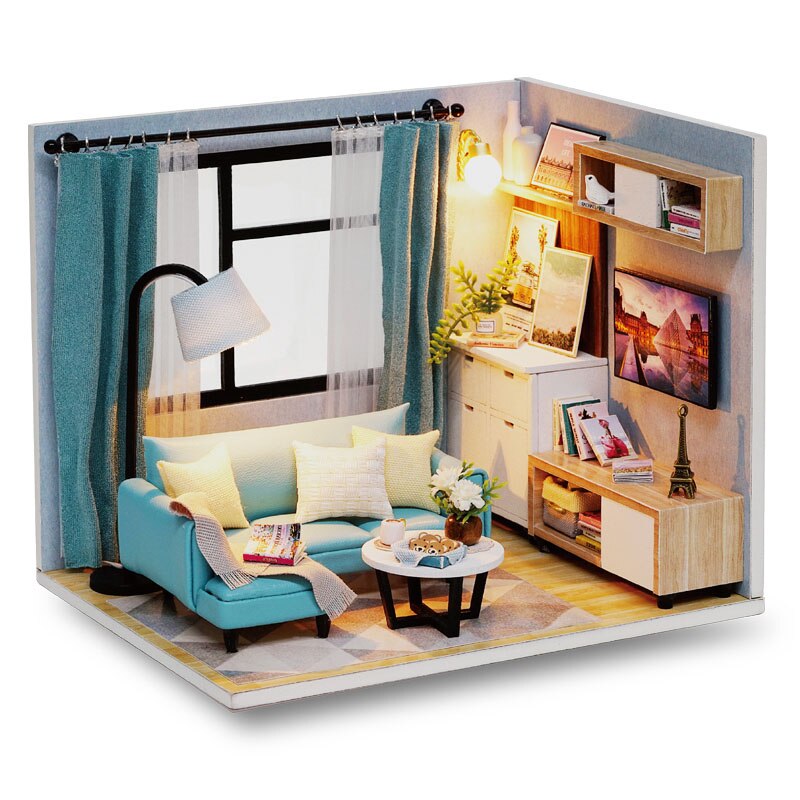 Poppenhuis Meubels Diy Miniatuur 3D Houten Miniaturas Poppenhuis Speelgoed Voor Kinderen Verjaardagscadeautjes Casa Kitten Dagboek H013: H018