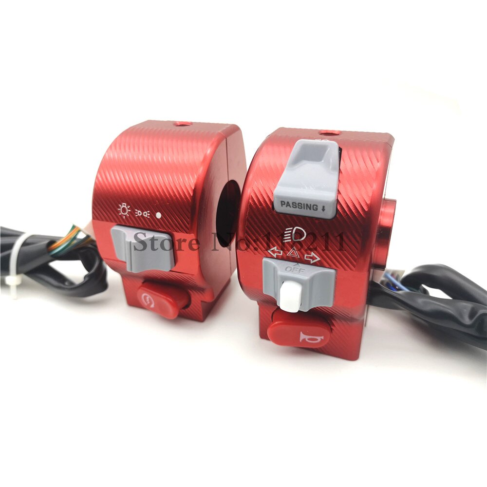 til yamaha rsz / cygnus-x / bws 125 aluminium cnc 3d 7/8 " 22mm elektrisk motorsykkel scooter styrestyring lyshornbryter: Rød