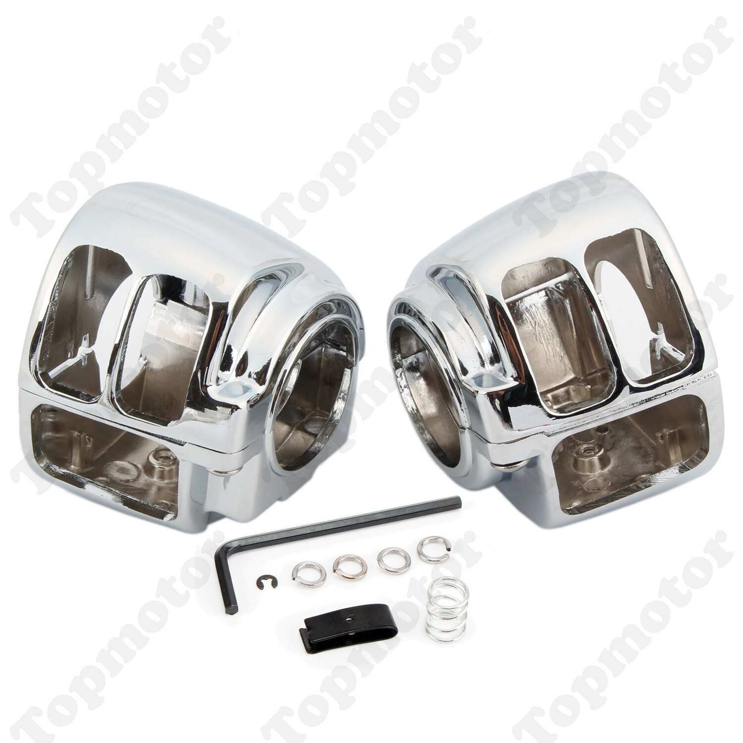 Chrome Motorcycle Parts Switch Housing Cover Kit +10 Cap CNC For Harley VRSC Dyna Road King UNDEFINED