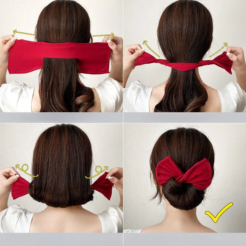 Dispositivo de grampo de cabelo em forma de arco feminino doce e adorável grampo de cabelo rápido coque ferramentas de estilo de cabelo trança hairbands ferramentas de penteado