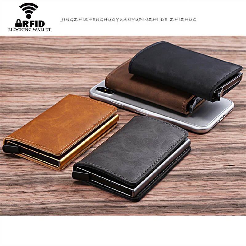 Bisi Goro Metalen Id Credit Card Houder Met Rfid Vintage Card Case Automatische Money Cash Clip Mini Portemonnee Business card Case