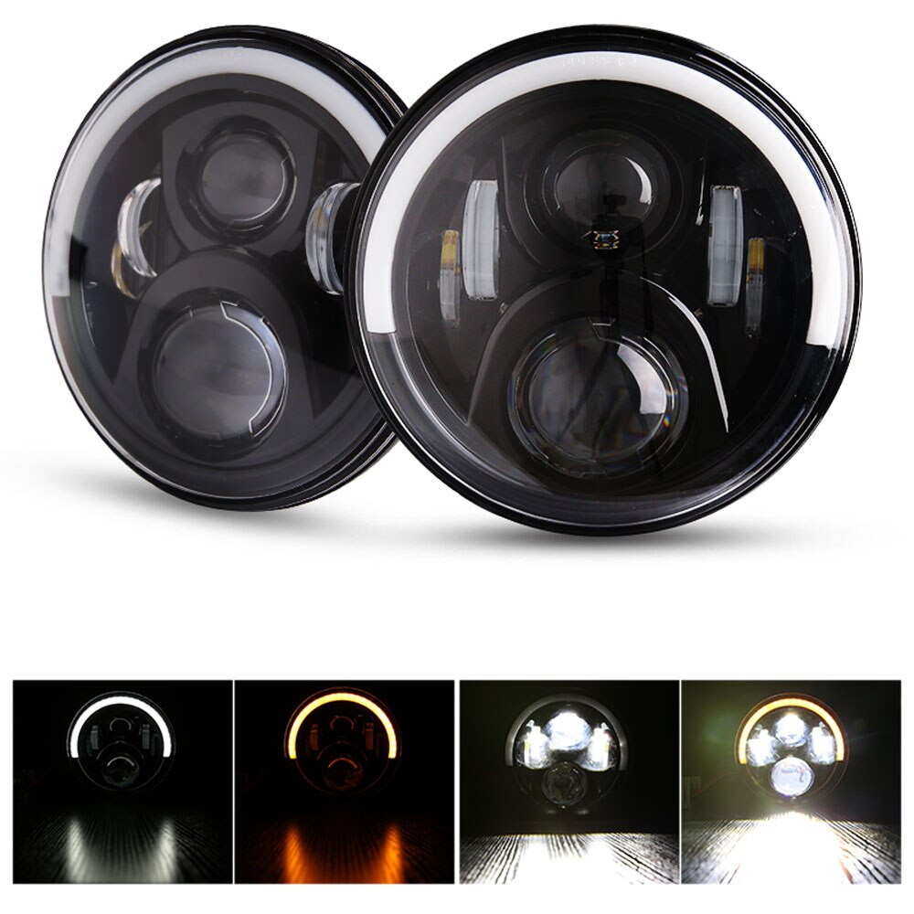 Voor Lada Niva 4X4 7 ''Led Koplamp H4 Hoge Dimlicht Ronde Auto Running Lights Koplamp Voor jeep Wrangler Jk Land Rover Verdedigen: 50 black
