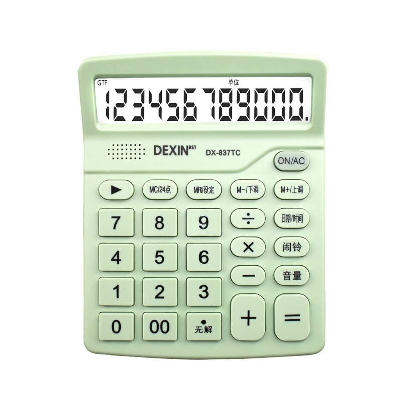 12-digit Electronic Calculator Large LCD Display Screen Battery Solar Dual Power Source Desktop Calculator for Home Offi: Green