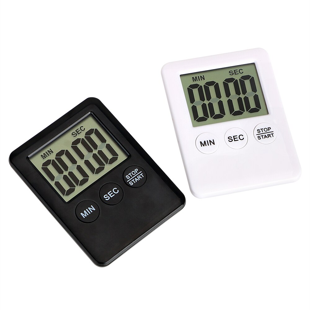 DIYWORK Square Large LCD Digital Screen with Magnet Alarm Clock Count Up Countdown Thin Simple Kitchen Cooking Timer