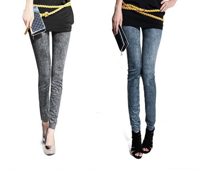 Laihat tytöt pakarat hoikka ohuet pienet jalat housut stretch lumihiutale jäljitelmä denim polyesteri e spandex naisten leggingsit