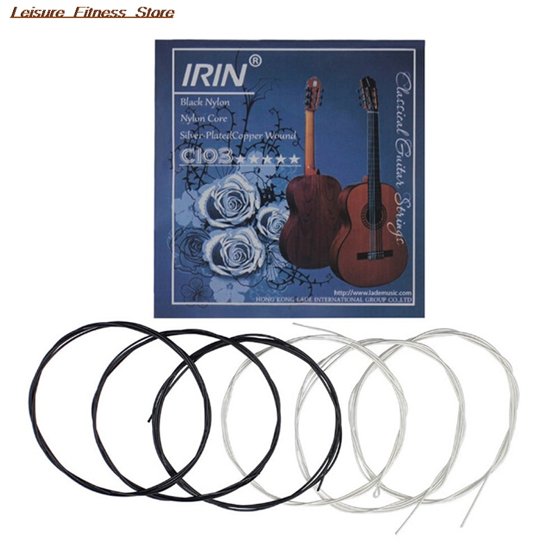 6Pcs Zwart Wit Gitaar Snaren Professionele Muziek Instrument Snaren Set Nylon Fiber Klassieke Gitaar Vervanging 6 Snaren Set