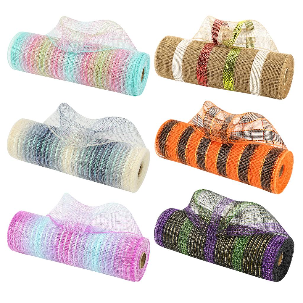 Cinta de malla decorativa de 3 colores, Rollo metálico de 10 pulgadas x 30 pies, para coronas, decoración