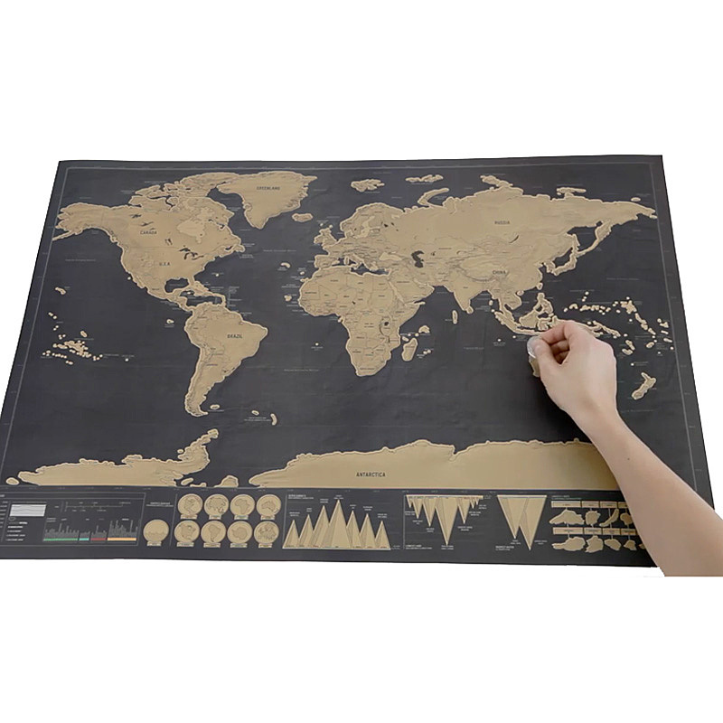 Deluxe Scratch Map 1Piece black mapa scratch off map travel scratch world map mapa mundi rascar 82.5 x 59.5cm