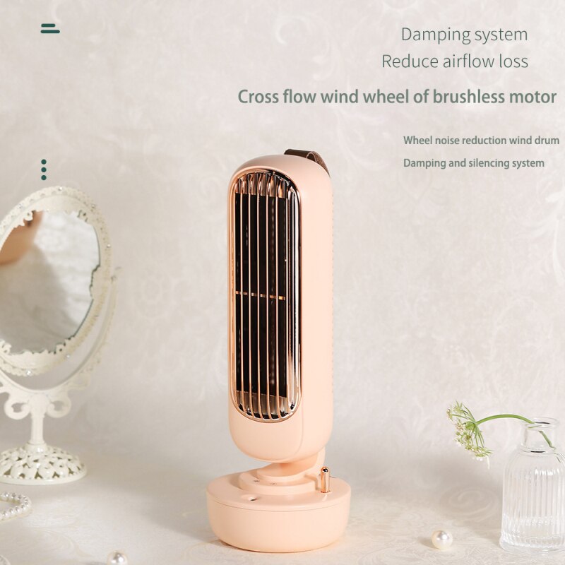 Air Cooler Fan Multifunctional Desktop Silent Air Conditioner Humidifier Home Office USB Leafless Rechargeable Fan