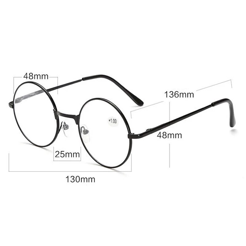 Retro Metalen Ronde Frame Leesbril Vrouwen Mannen Verziend Brillen Brillen Dioptrie + 1.0 + 1.5 + 2.0 + 2.5 + 3.0 + 3.5 + 4.0
