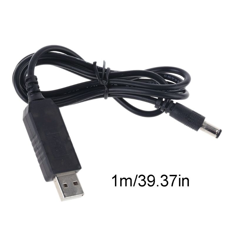 Universal usb 5v til  dc 12v 5.5 x 2.1mm trin op kabel power boost line med led display til router led strip og mere 12v enheder
