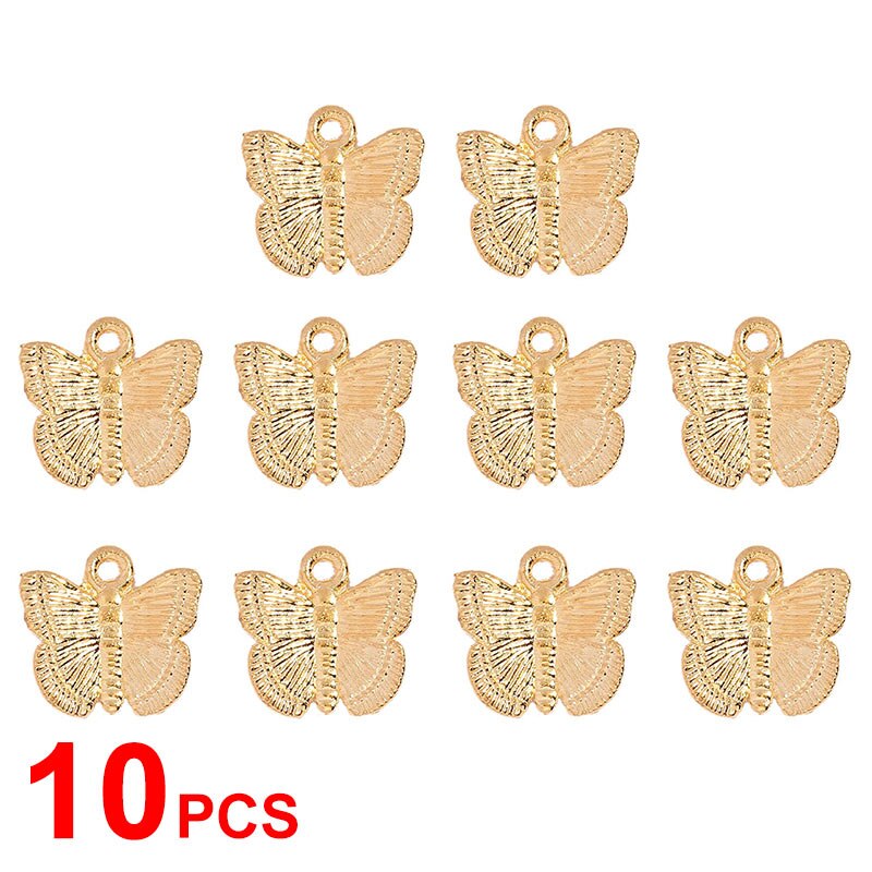 JJFOUCS 10Pcs/set Color Mixing Butterfly Cute Acrylic DIY Animal Pendant Handmade Jewelry For Necklace Bracelet Anklet Earring: 001410PCSGD