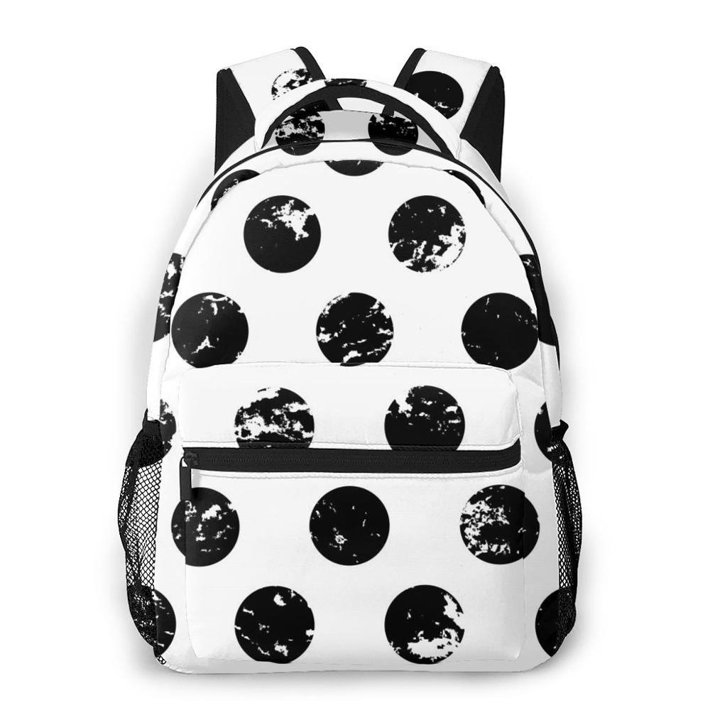 Black White Polka Dot Students Travel School Bags Backpack Womens Female Casual Backpacks: colour1