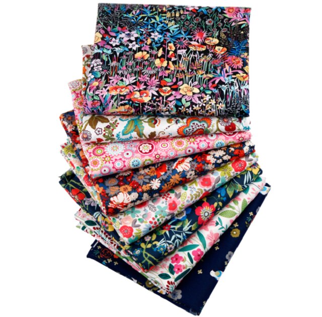 DIY Cotton Twill Printing Fabric 25*25 Hand-made Cloth Fabric Cotton Patchwork Polyester Cotton Print Fabric: 4picture    8pcs