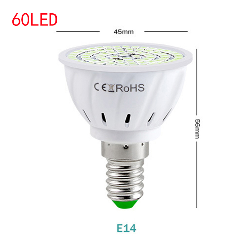 Ultraviolet germicidal lamp UV E27 Ultraviolet UVC Light GU10 MR16 Sterilization Lamp Cup Corn Bulb Disinfection Lamp Kill Mites: E14 60LED