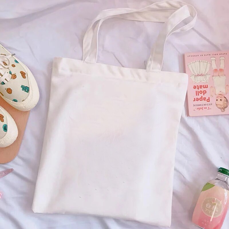 Esthetische Harajuku Herbruikbare Canvas Tas Dames Schoudertas Boodschappentas Boodschappentas Dames Handtas Handtas.: 19