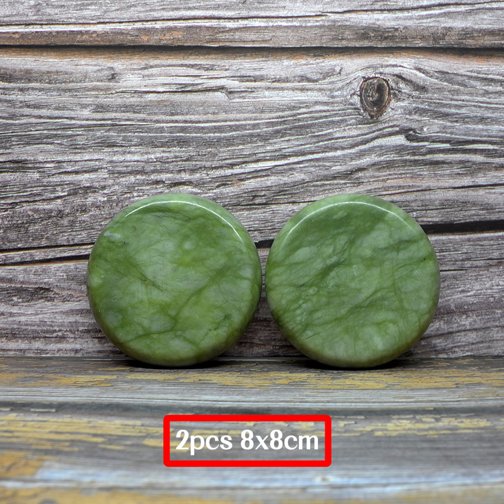Tontin – ensemble de massage en pierre chaude, Jade, glaçure, masseur de dos, pierres de soins de santé pour massage de la colonne vertébrale, basalte, pierre de lave, spa: 2pcs 8x8cm