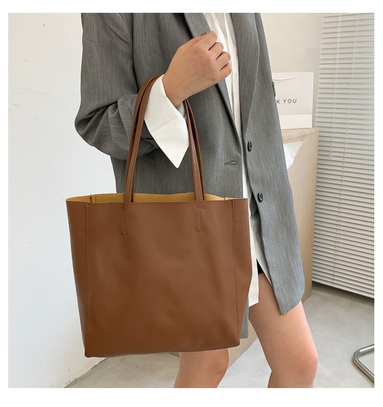 Vrouwen Tote Bag Grote Capaciteit Eenvoudige Pu Leer Vrouwelijke Schoudertassen Voor Dames Shoper Zak Luxe Goedkope Tassen