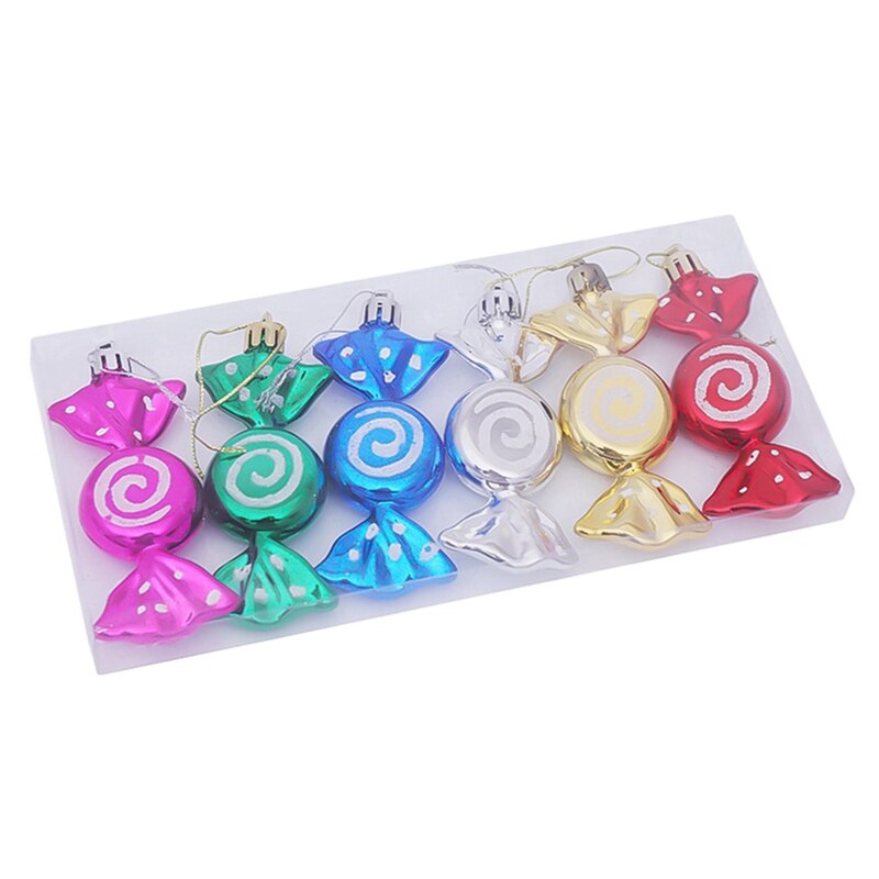 Snoep Vorm Kerst Ornament Kleurrijke Mini Box Kerstboom Hanger Jaar Ornamenten Decoraties