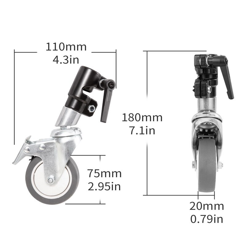 3 Pièces Support C Roulette Pivotante, 25MM de Diamètre Pour La Photographie Siècle Pliable de Support De Lumière De Trépied Jambe Magique