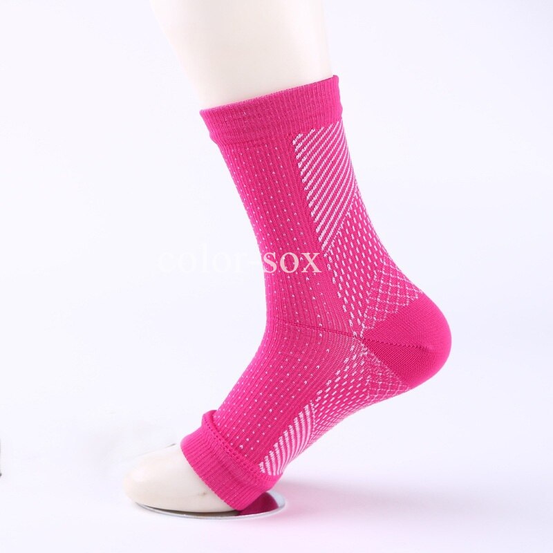 Mężczyźni kobiety krążenie stóp obrzęk ulga stóp rękaw skarpetki stóp anty zmęczenie kompresji Varicosity kostki wsparcie skarpetki: Hot Pink / L-XL