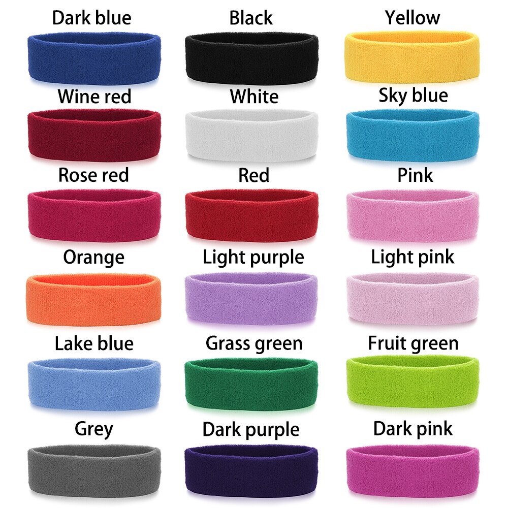 1PC Multicolor Cotton Unisex Sweatband Elastic Athletic Hair Bands Terry Cloth Moisture Wicking Working Outside Sports Accessory