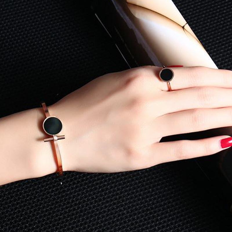 Vnox Elegante Eenvoudige Vrouwen Ring Rose Goud-Kleur Rvs Alliantie Dagelijks Sieraden