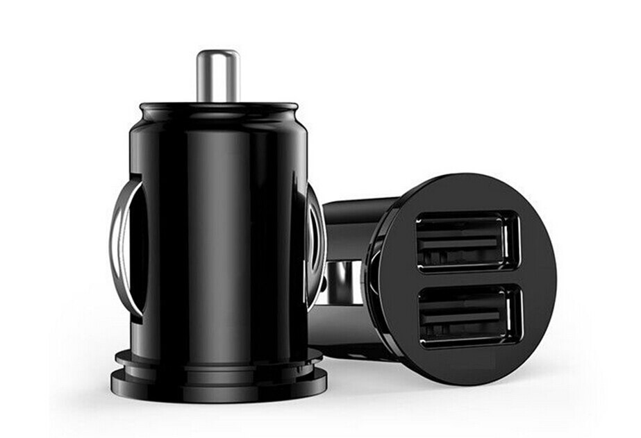 Mini dubbele usb-poorten autolader stopcontact 5v 2.1a dubbele 2 usb-poort autoladers oplaadadapter voor iphone samsung xiaomi: Zwart