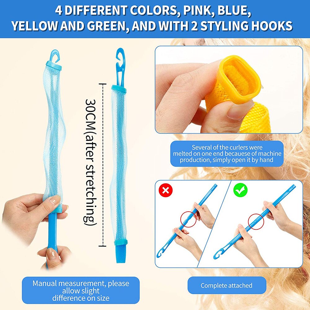 Bigoudis magiques en plastique, 7 tailles différentes, 18 pièces/ensemble, diamètre 2.5CM, nouveauté, bricolage, outils de coiffure