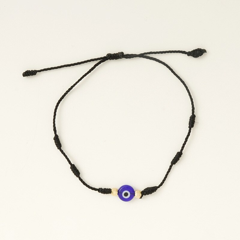 Trendy Handgemaakte Gevlochten 7 Knopen Rode Draad Touw Armband Voor Vrouwen Mannen Blauw Evil Eye Lucky Amulet Wish Vriendschap Sieraden: Black Color