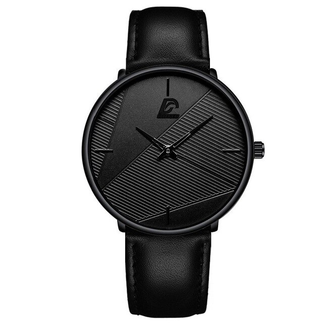 Herreure simple mænd business ultra tyndt rustfrit stål mesh bælte quartz ur minimalistiske armbåndsure til mænd: L sort sort