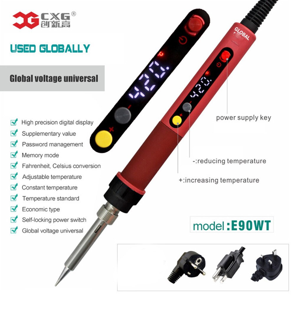 110V/220V CXG E60WT LED Digital Adjustable Electric Soldering Iron 60W Constant temperature Soldering Station E60W