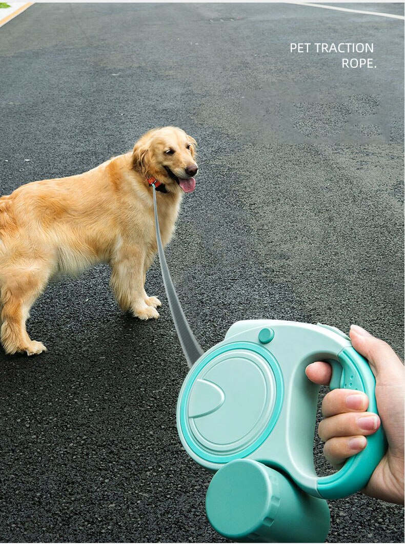 Laisse en nylon pour animaux de compagnie, 3M/5M, avec lumière Led, extension automatique de peau de chien, Durable, sac à merde multifonctionnel gratuit