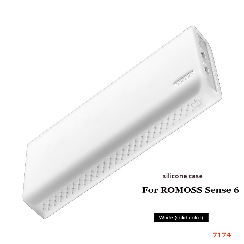 Siliconen Case Voor Romoss Sense 6 Power Bank Zachte Siliconen Anti-Collision Anti-Slip Cover Romoss Sense 6 case Waterdicht: white